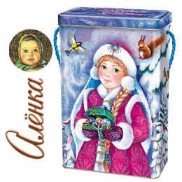 Детский новогодний подарок в жестяной упаковке весом 750 грамм по цене 939 руб
