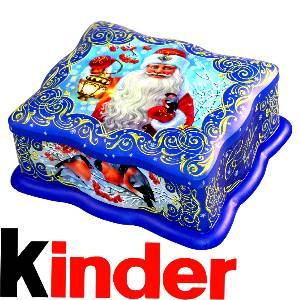 Детский новогодний подарок в жестяной упаковке весом 1000 грамм по цене 1469 руб