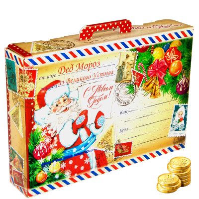 Сладкий подарок на Новый Год в картонной упаковке весом 1450 грамм по цене 840 руб