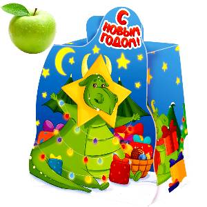 Детский новогодний подарок в картонной упаковке весом 750 грамм по цене 680 руб